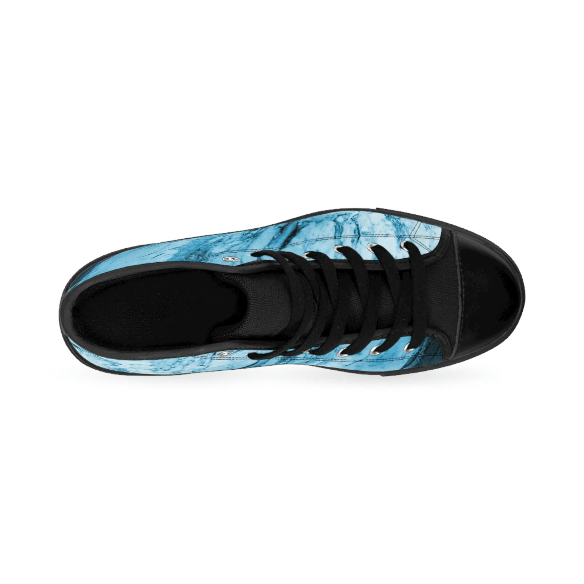 Blue Marble Print Men's Sneakers, Designer Men's High Top Sneakers Running Fashion Canvas Shoes