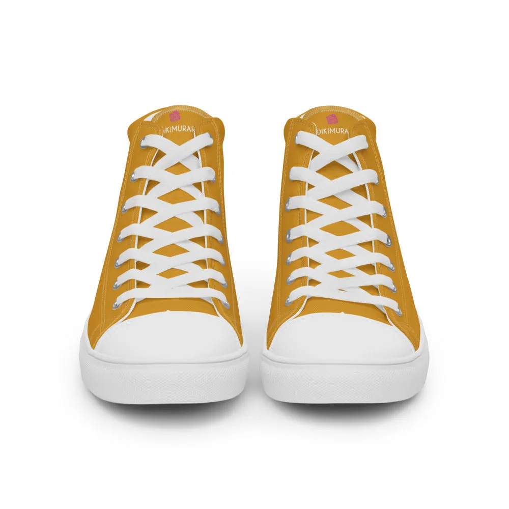 Bright Yellow Men's High Top Sneakers, Modern Minimalist Best Solid Color Canvas High Top Shoes For Men