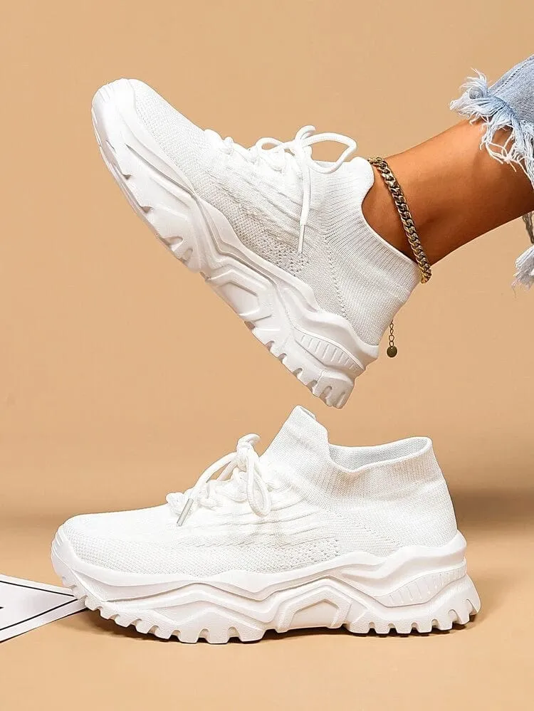 Casual Breathable Minimalist Lace-up Front Chunky Sneakers