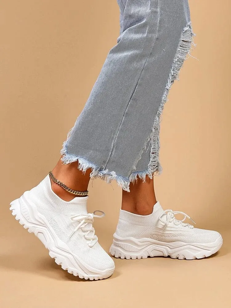 Casual Breathable Minimalist Lace-up Front Chunky Sneakers