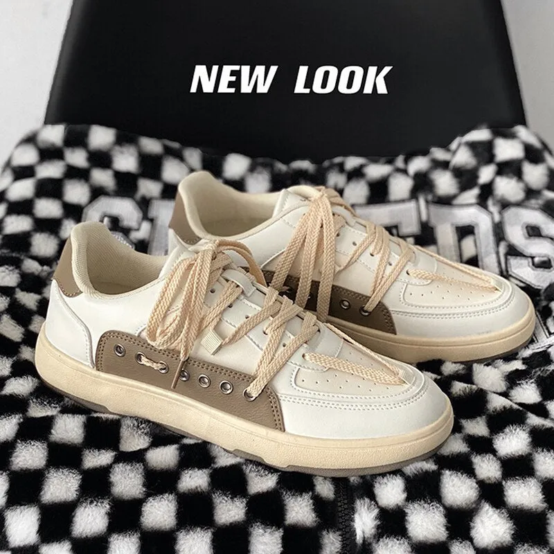 Designer Shoes Men Spring Trend Lace-up Sneakers Ins Harajuku Platform Men Board Shoes Spell Color Fashion Hip Hop Casual Shoes