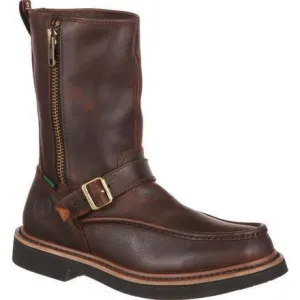 Georgia Men's Side Zip Waterproof Wellington Work Boot - Brown - G4124