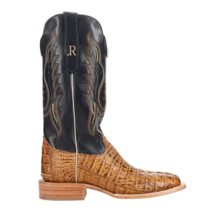 Hornback Caiman Tail Embroidered Square Toe Cowboy Boots