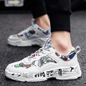 Hot Sale Lovers Fashion Graffiti Sneakers Men Shoes Colorful Print Men Casual Sneakers Breathable Trainers Man zapatillas hombre