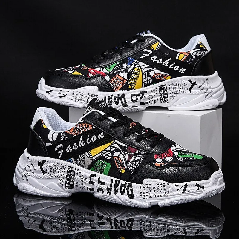 Hot Sale Lovers Fashion Graffiti Sneakers Men Shoes Colorful Print Men Casual Sneakers Breathable Trainers Man zapatillas hombre