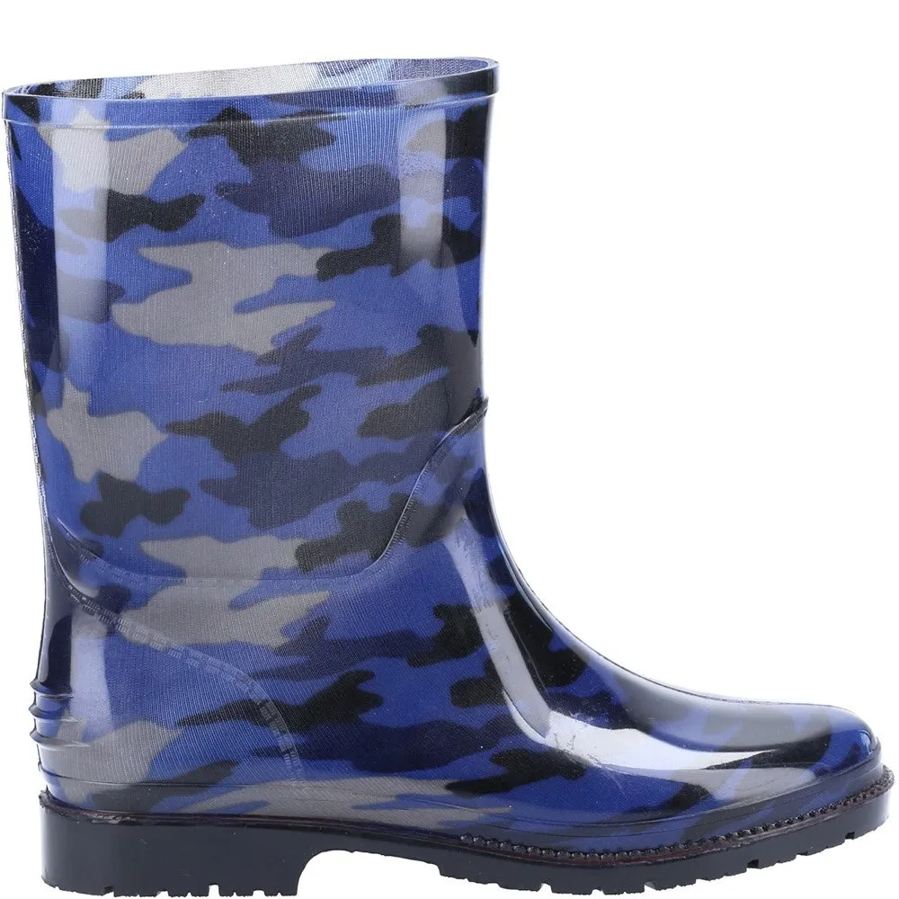 Kids PVC Junior Wellingtons Navy Camo