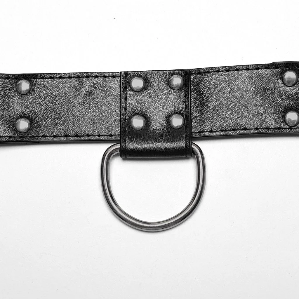 Men's Punk Buckle Pleated Faux Leather Harness