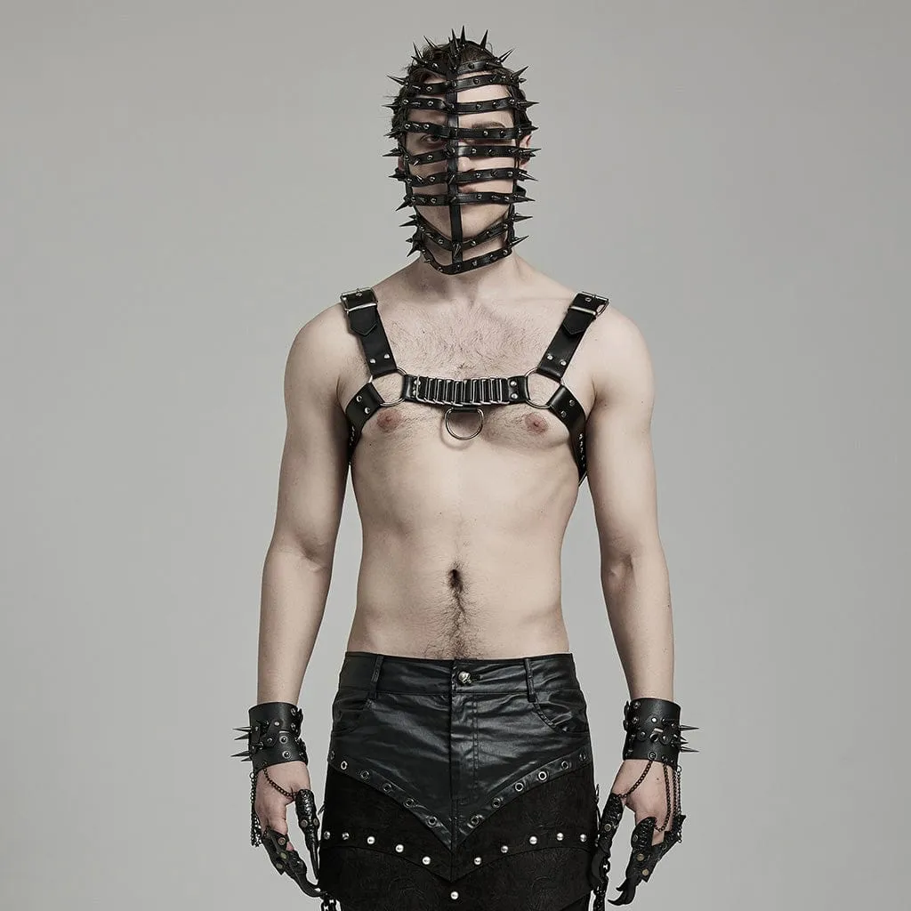 Men's Punk Buckle Pleated Faux Leather Harness