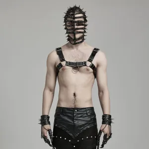 Men's Punk Buckle Pleated Faux Leather Harness