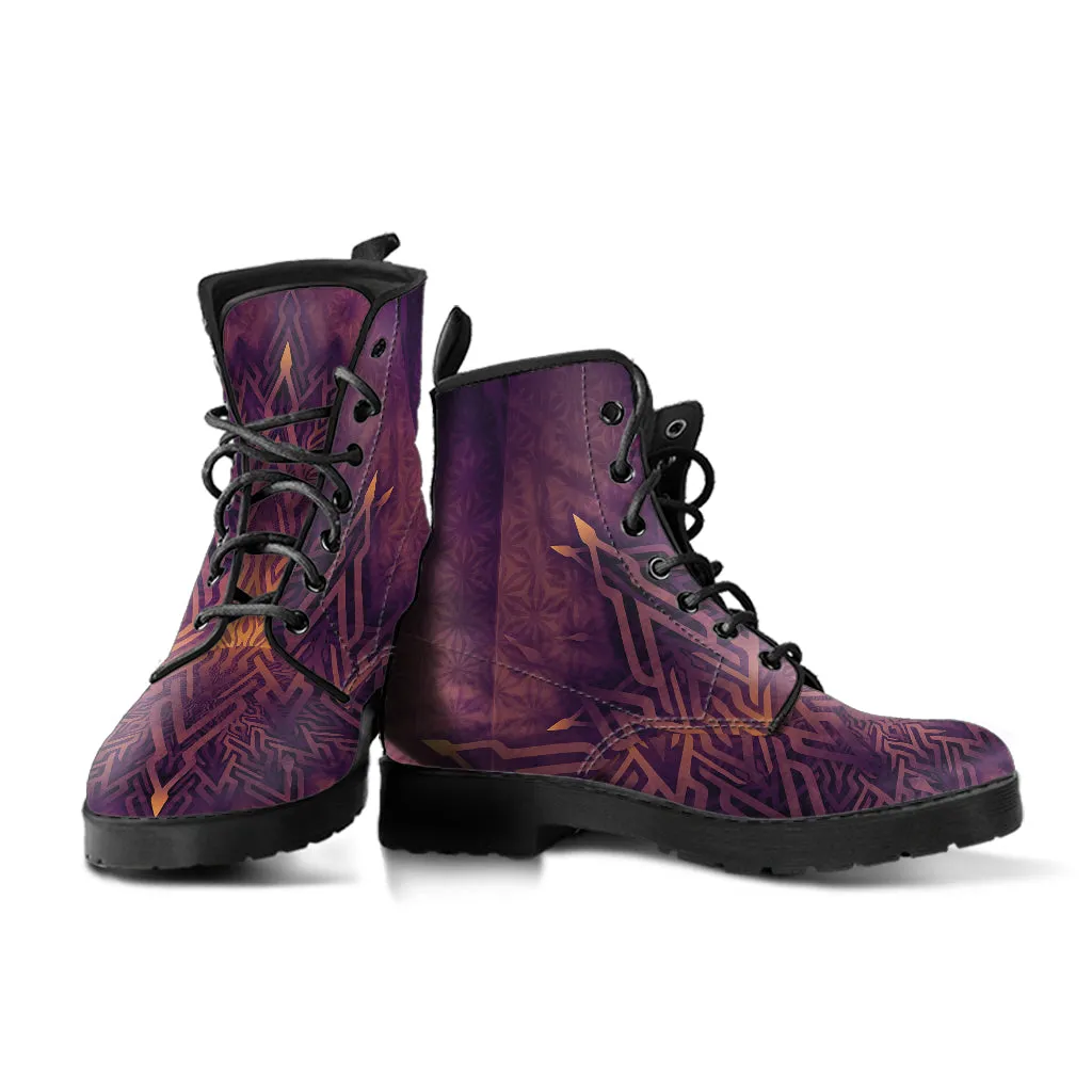 Mystical Aum Chakra Mandala - Amethyst | Leather Boots | Mandalazed