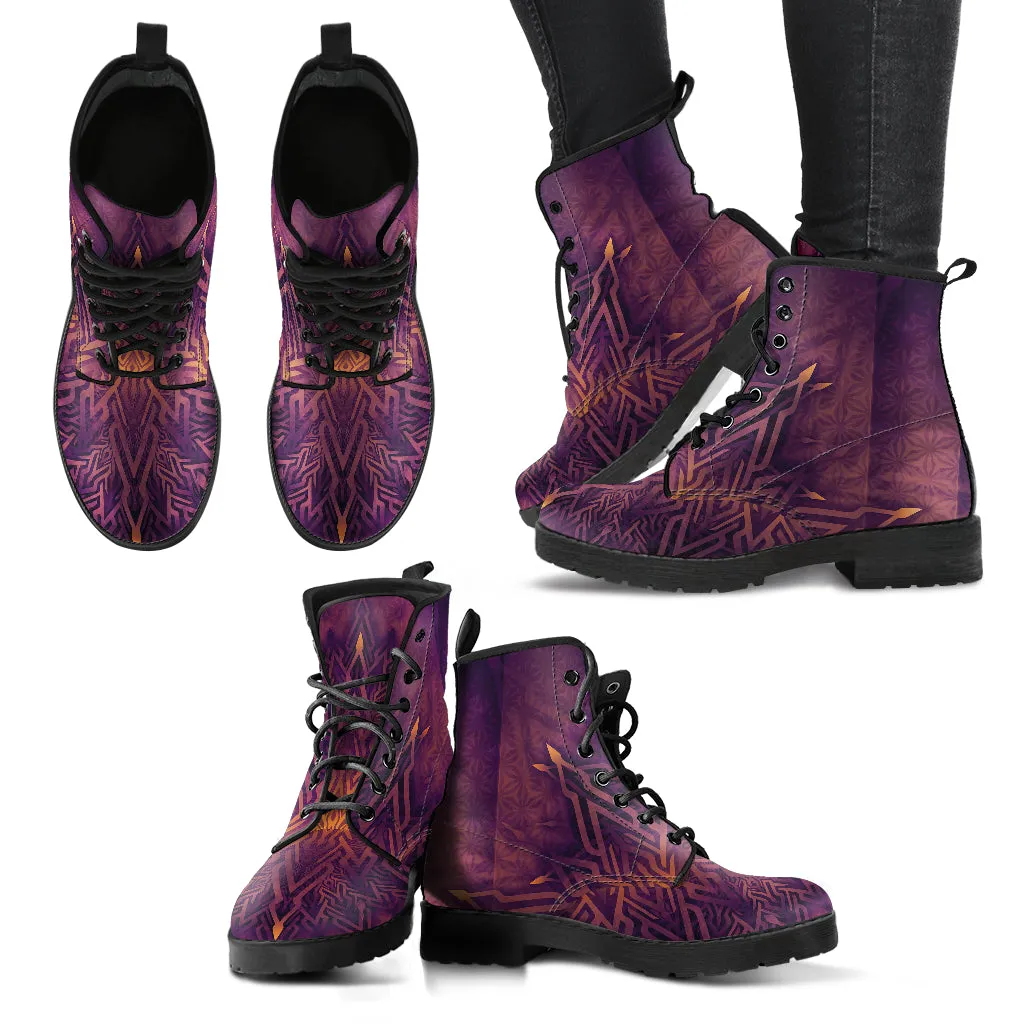 Mystical Aum Chakra Mandala - Amethyst | Leather Boots | Mandalazed