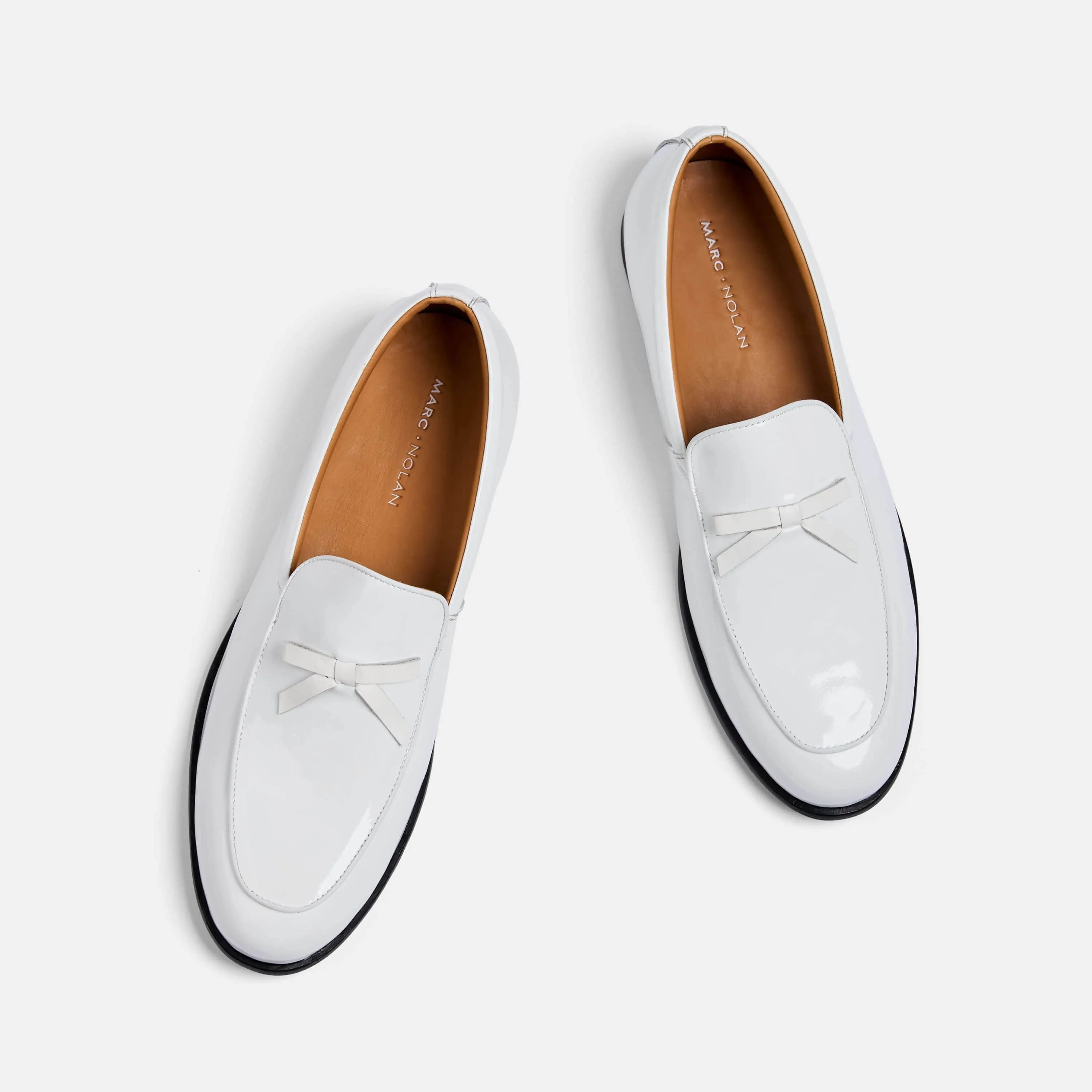 Odell White Patent Leather Belgian Loafers