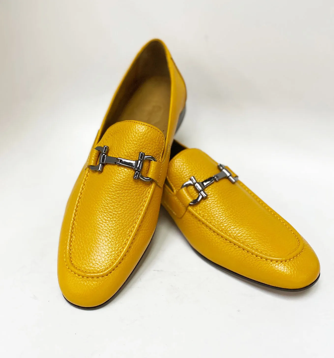 Pelle Pebbled Leather Loafer Yellow