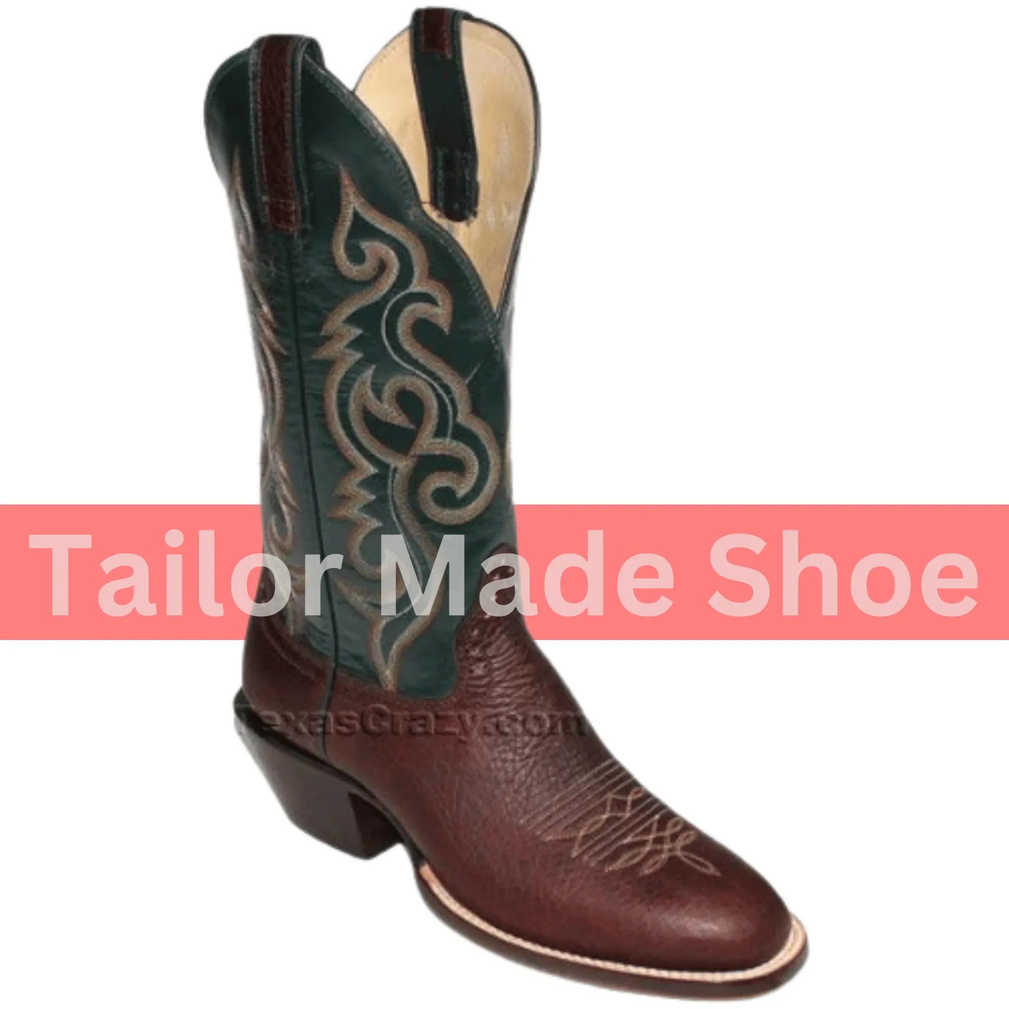 Pure Premium Quality Handmade Men's Black and Brown Leather Western Mexican Cowboy Boots