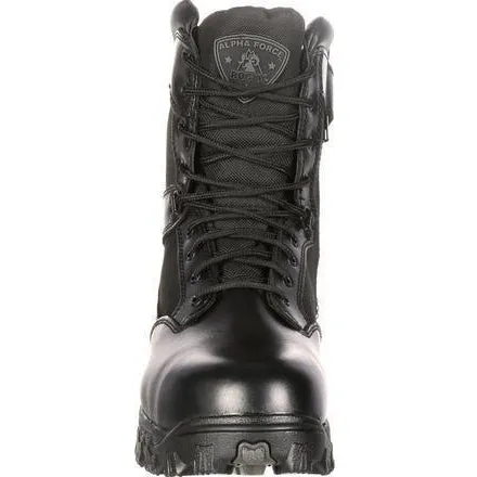 Rocky Men's Alphaforce 8" Zipper Comp Toe WP Duty Boot Black FQ0006173