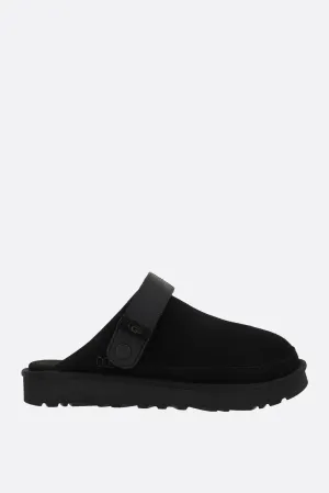 Shearling-Lined Suede Platform Clogs