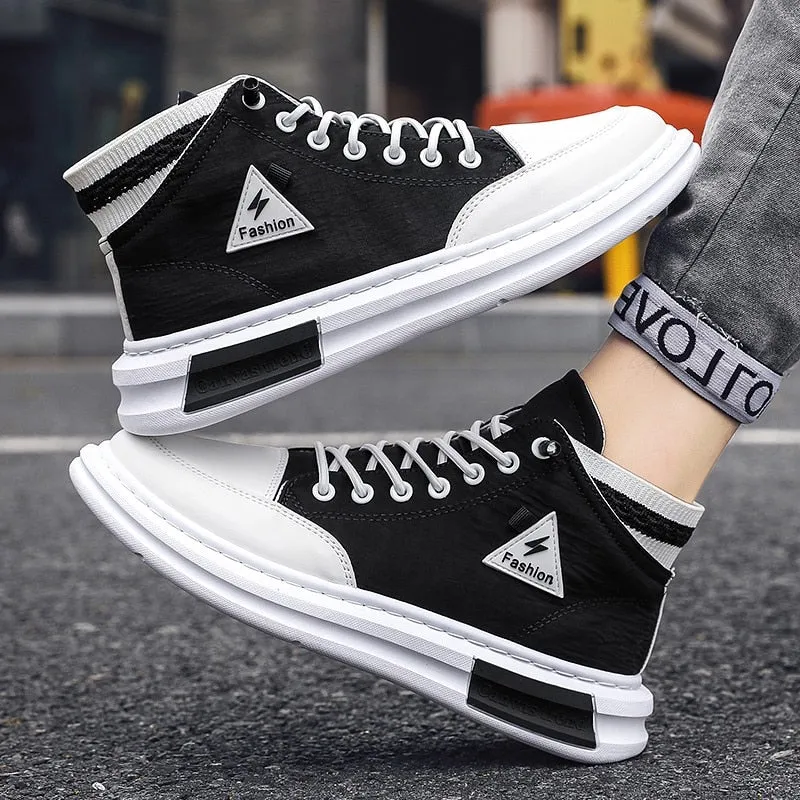 Spring Summer Green Fashion Men's High Top Sneakers Breathable Men Board Sneakers Casual Canvas Trainers Men zapatillas hombre