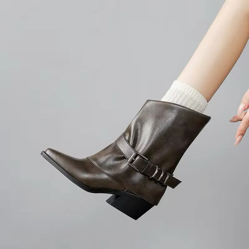 Step Back in Time with Women's Genuine Leather Retro Boots