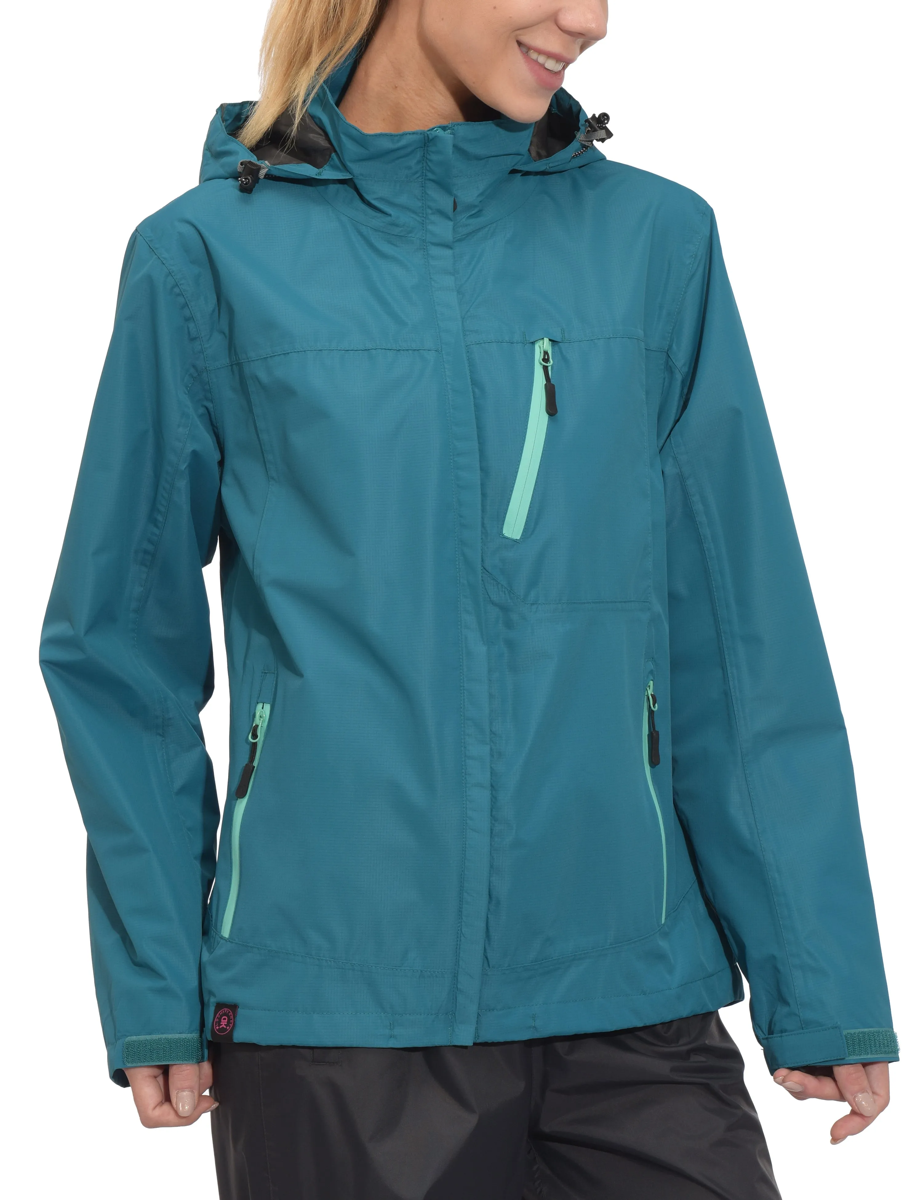 Women's Waterproof Hooded Hiking Travel Rain Shell Jacket